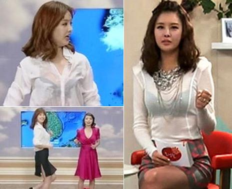韓國女主播穿肉色內衣播報新聞似裸身，美女主播劉善英個人資料圖片